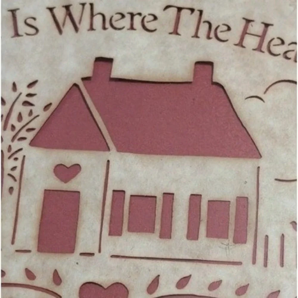 Vintage Figi Graphics‎ Country Cuts Folk Art Home Is Where The Heart Is Framed